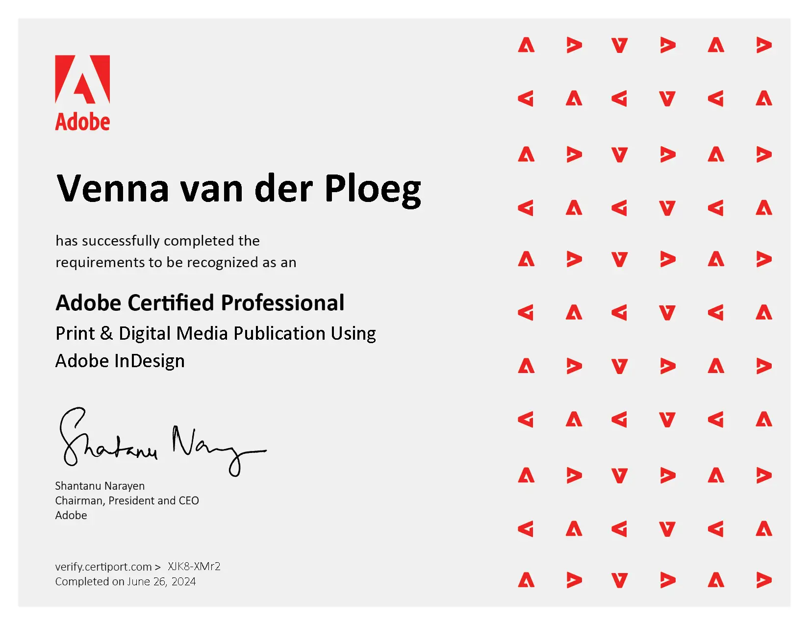 InDesign certificaat