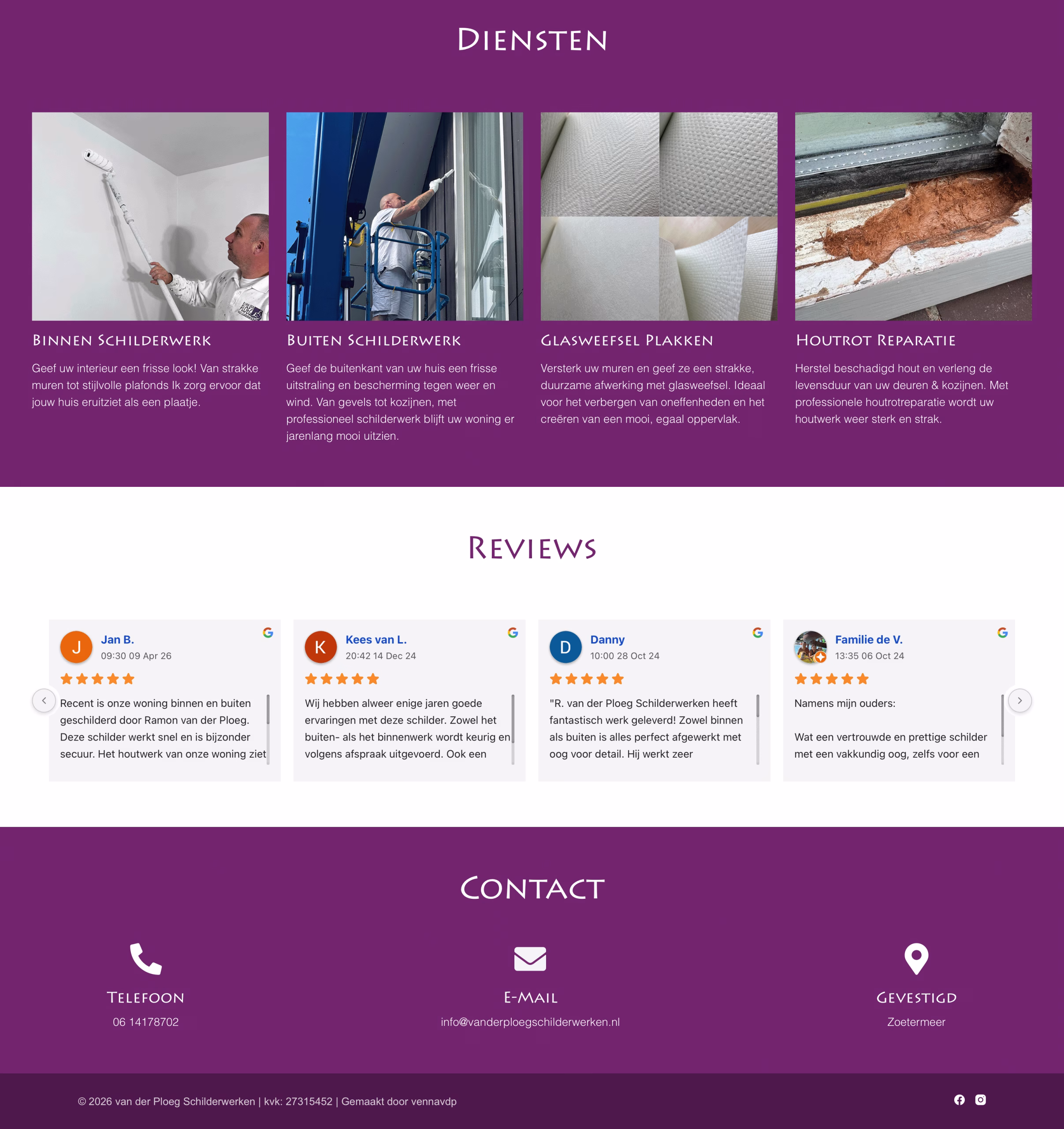 Desktopontwerp: diensten en footer