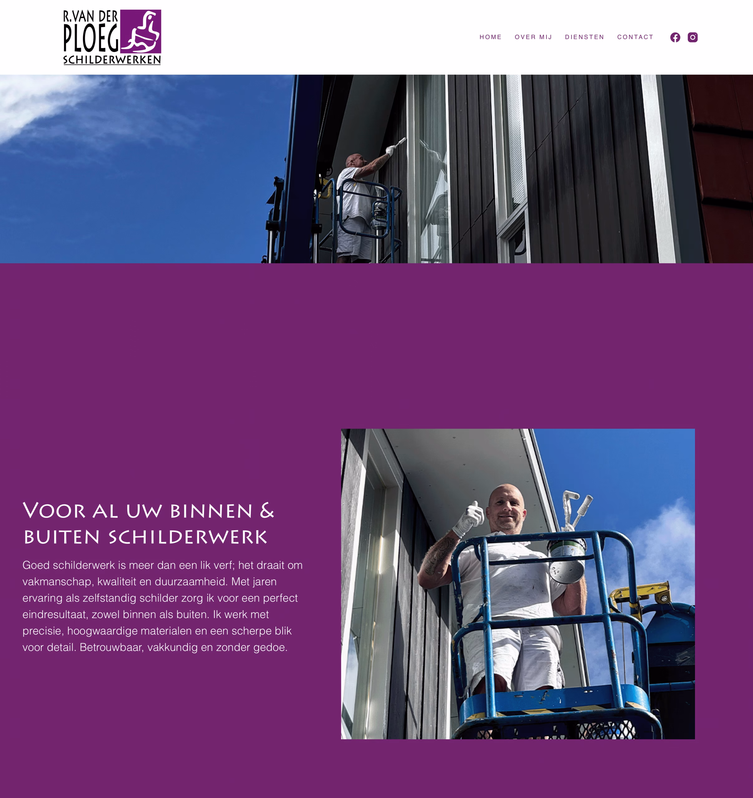 Desktopontwerp: bovenste deel van de homepage
